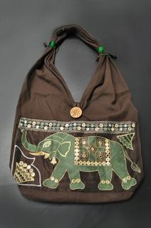 Elephant Brown Cotton Handbag