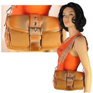 Brown Faux Reptile Skin Handbag w/Adjustable Shoulder Strap