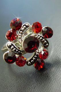 Red Rhinestone Swirl Ring