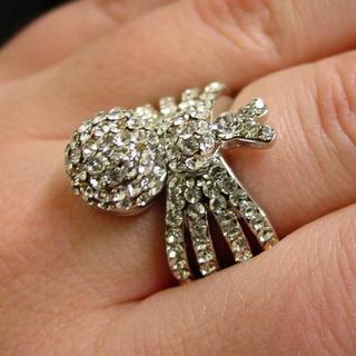 Stretchy Rhinestone Spider Ring