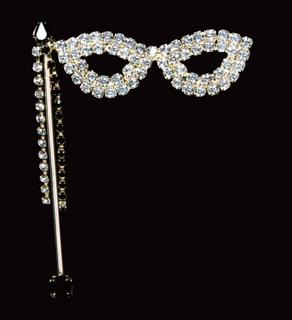 Rhinestone Brooch Mask with Handle