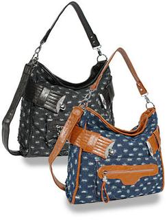 Sparkling Denim Tall Hobo Handbag ( Blue )