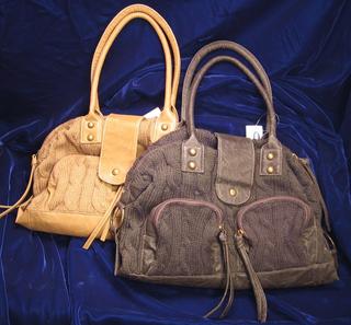 Tan Faux Leather Trim Handbag