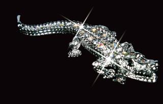 Rhinestone Crocodile Brooch