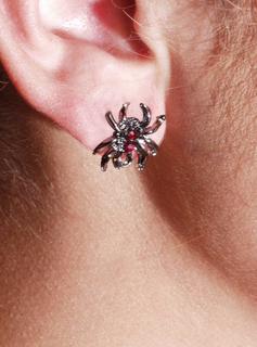 Rhinestone Red Spider Earrings