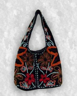 Black Artistic Viscose Bag Embroidered