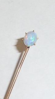 Vintage Basket Mount Opal Lapel Pin 9 Karat Gold