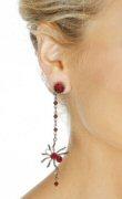Red Rhinestone Spider Earrings