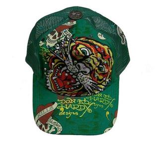 Ed Hardy Tiger Head Rhinestones Mens Trucker Cap