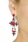 Red Rhinestone Cross Earring