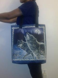 Large Howling Wolf Two Sided Tote