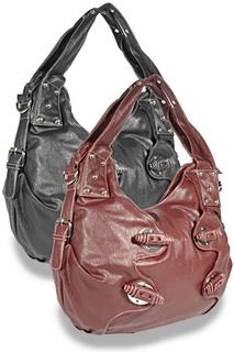 Side Gathered Decorative Fashion Handbag - Burgundy