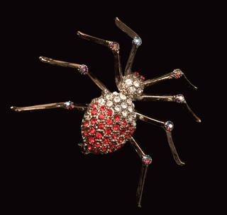 Rhinestone Spider Brooch